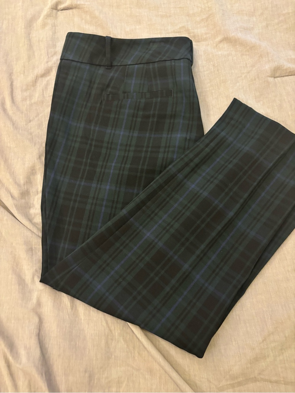 Ann Taylor Factory Plaid Trousers Size 16, Dark Green